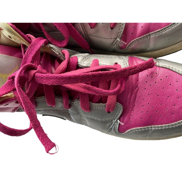 Nike air Jordan 1 Mid GS Metallic Silver/Fusion Pink Girls Size 6Y Basketball - Picture 9 of 12